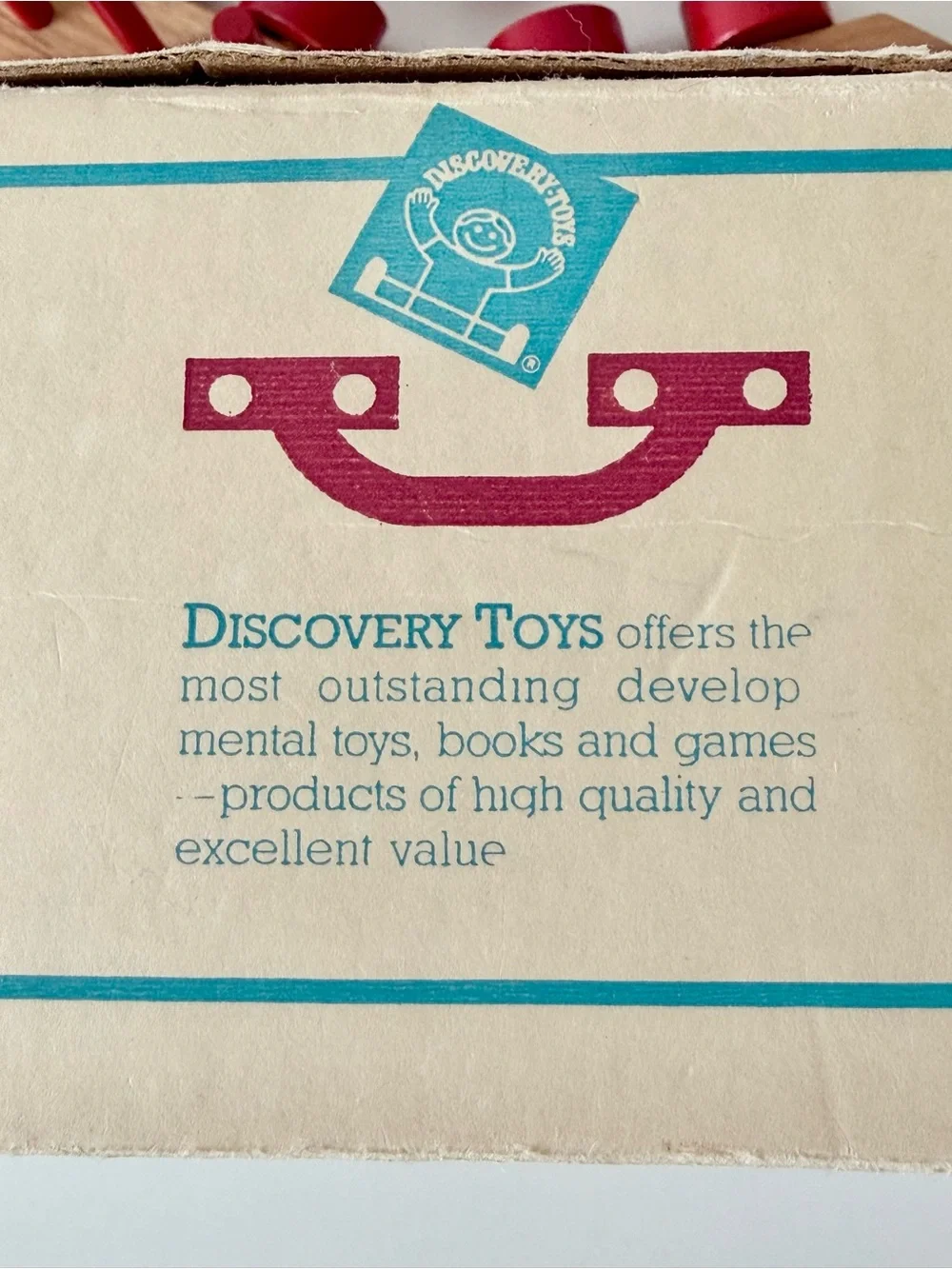 Vintage 1988 Discovery Toys Stack 'N' Tracks Wooden Train 15/17 Pcs w/ Box